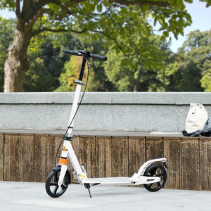 Foldable scooter, 4 adjustable heights, double brake and shock absorption, white