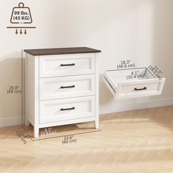 3-drawer chest for bedroom, white