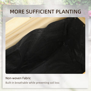 Raised L-shaped planter in natural wood