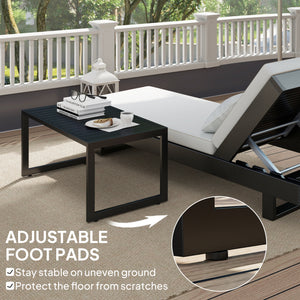 Outdoor Coffee Table with Slatted Top and Adjustable Legs for Garden, Patio and Lawn, Black