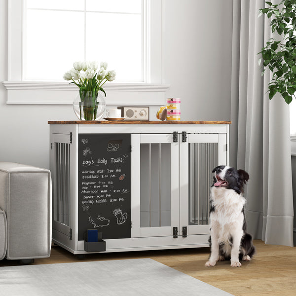 39" hutch with blackboard, three doors, white