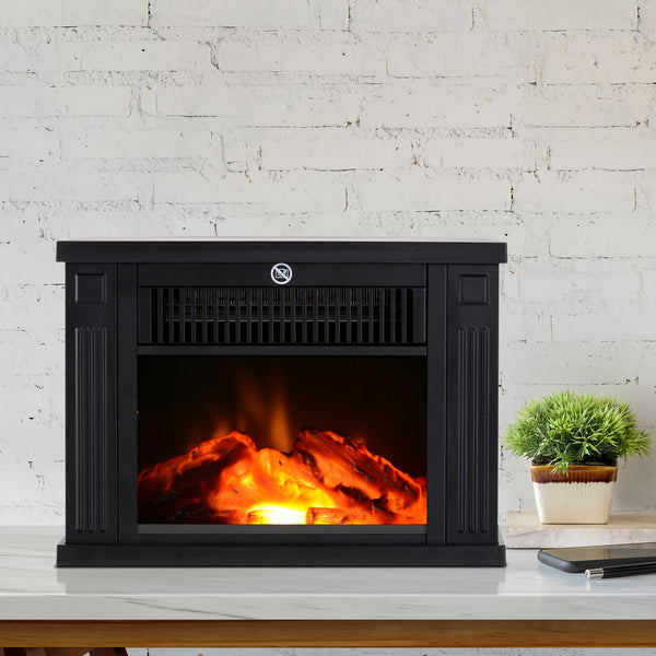 14" 1000W Black Mini Electric Fireplace