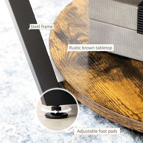 2-Tier Round Coffee Table with Storage Shelf, Rustic Brown