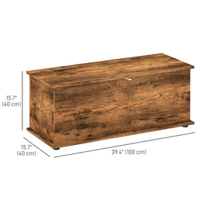 Storage chest with 2 safety hinges, rustic brown