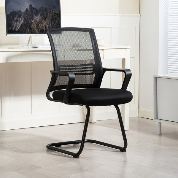 Ergonomic office chair without casters, black