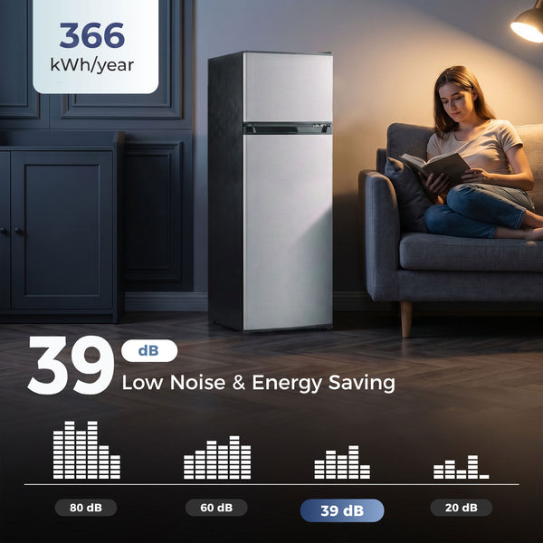 7.7 cu. ft. Refrigerator with Freezer, Silver and Black