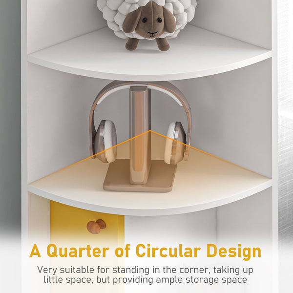 5-Tier Corner Bookcase with Open Compartments, White