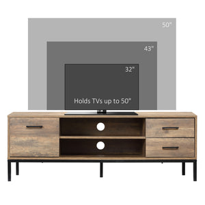 TV stand for up to 50 inches with door, open storage and drawers