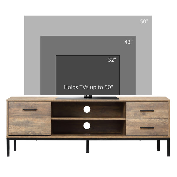 TV stand for up to 50 inches with door, open storage and drawers