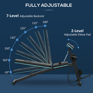 Foldable weight bench with 7-position adjustable backrest – Black and blue