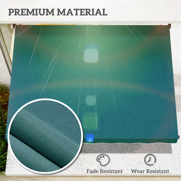 6.6'x5' Manual Retractable Patio Awning Window Door Sun Shade Deck Canopy Shelter Water Resistant UV Protector Green