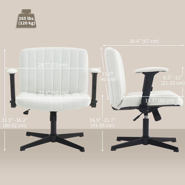 Office chair with cross back, without casters, cream white