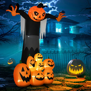 2.7m Halloween Inflatable Decoration, Pumpkin Ghost with Pumpkins, Inflatable Outdoor LED Display