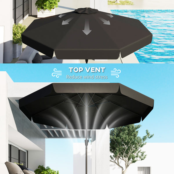2.6" Table Umbrella with Tilt and Crank for Garden, Yard, Patio, Black