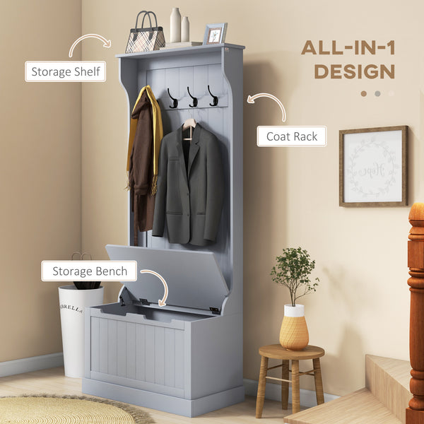 3-in-1 Hallway Unit with Coat Rack, Grey 