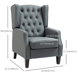 Modern faux leather accent chair with thick padding, gray