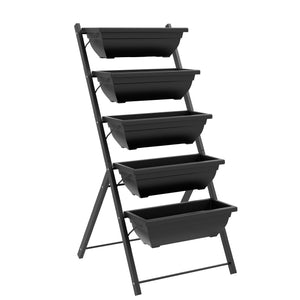5-tier raised planter with 5 plant trays, black