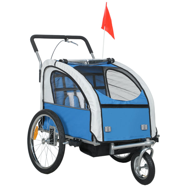 2-in-1 bicycle trailer with 5-point harness, blue