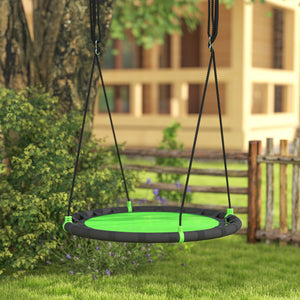 Saucer swing with adjustable suspension ropes, green