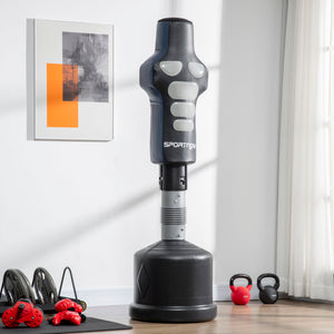 Sac de frappe autoportant réglable en hauteur avec base remplissable, revêtement en polyuréthane pour entraînements de boxe à domicile