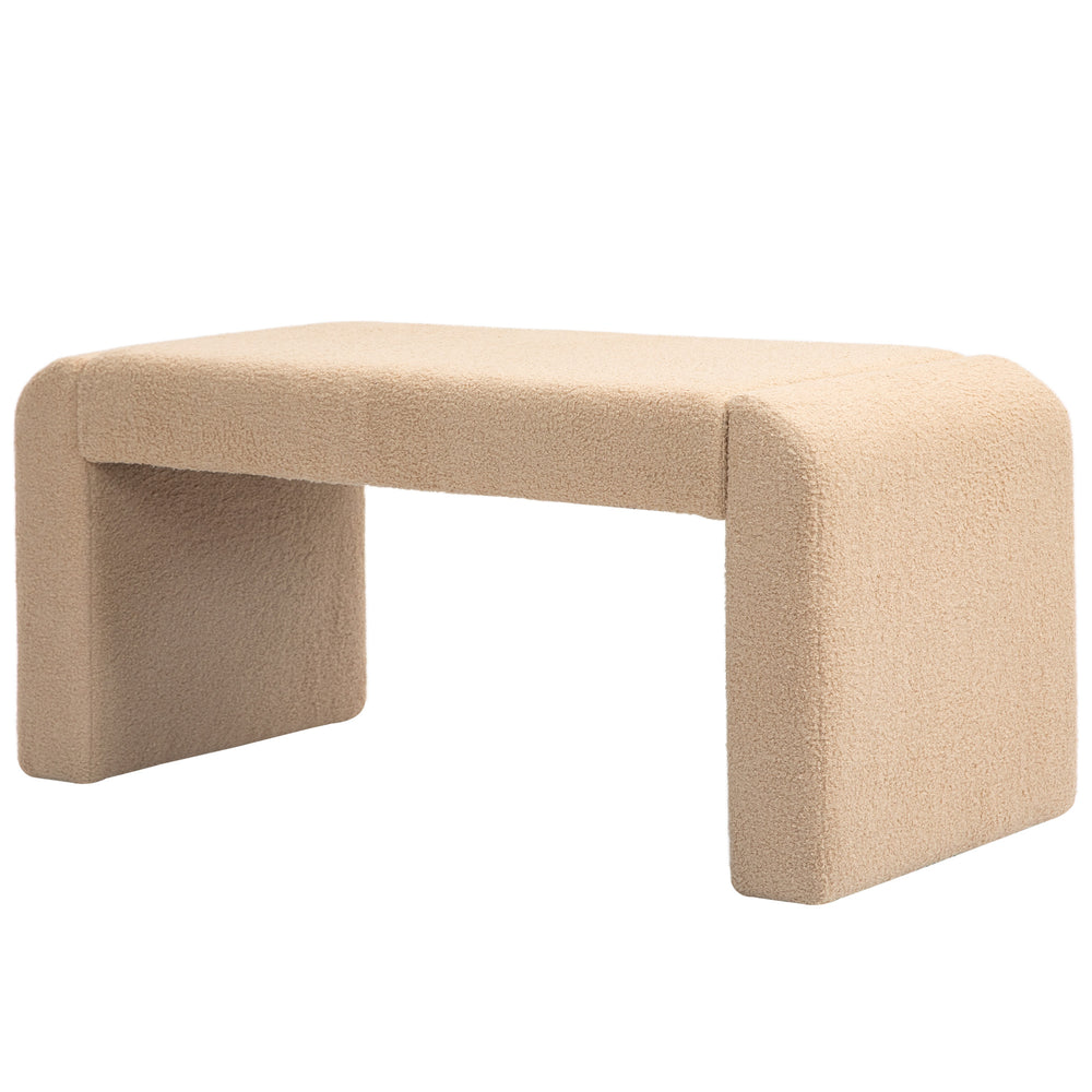 Upholstered bedroom bench, light brown