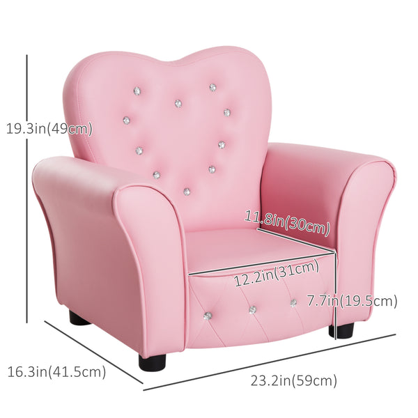 Heart-shaped tufted upholstered armchair, Pink