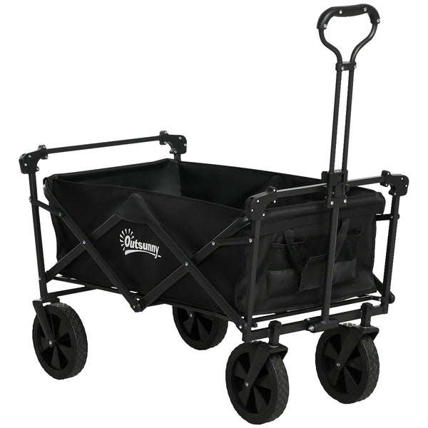 Folding garden cart with steel frame and removable canopy