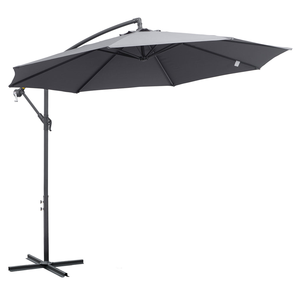 3m Cantilever Parasol with Base, Hanging Offset Patio Umbrella, Grey