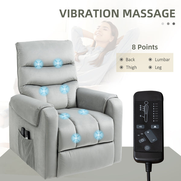 Massage recliner chair with 8 vibration points, gray