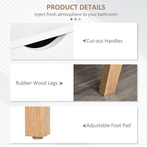 Modern wooden TV stand with 2 storage drawers for TVs up to 65 inches, white