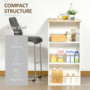 Bar table with 3 storage shelves, white