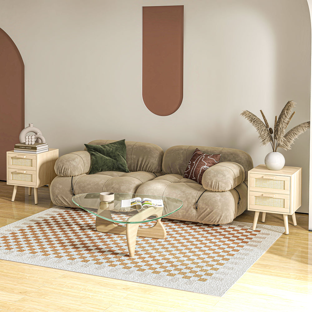 Set of 2 bohemian style bedside tables with 2 drawers