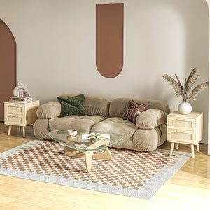 Set of 2 bohemian style bedside tables with 2 drawers