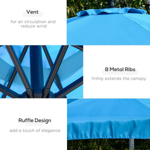 8.7-foot cantilever parasol with cross base, blue