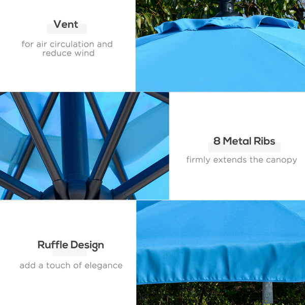 8.7-foot cantilever parasol with cross base, blue