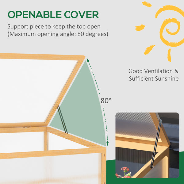 Portable wooden garden greenhouse, cold frame, with hinged lid