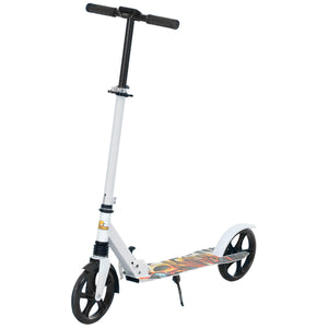 Scooter with adjustable height, rear brake, large 20 cm wheel, foldable, white