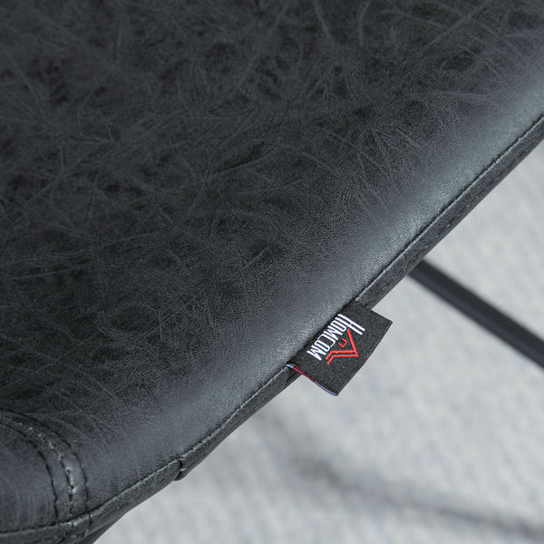 Set of 2 vintage-style bar stools in faux leather, black