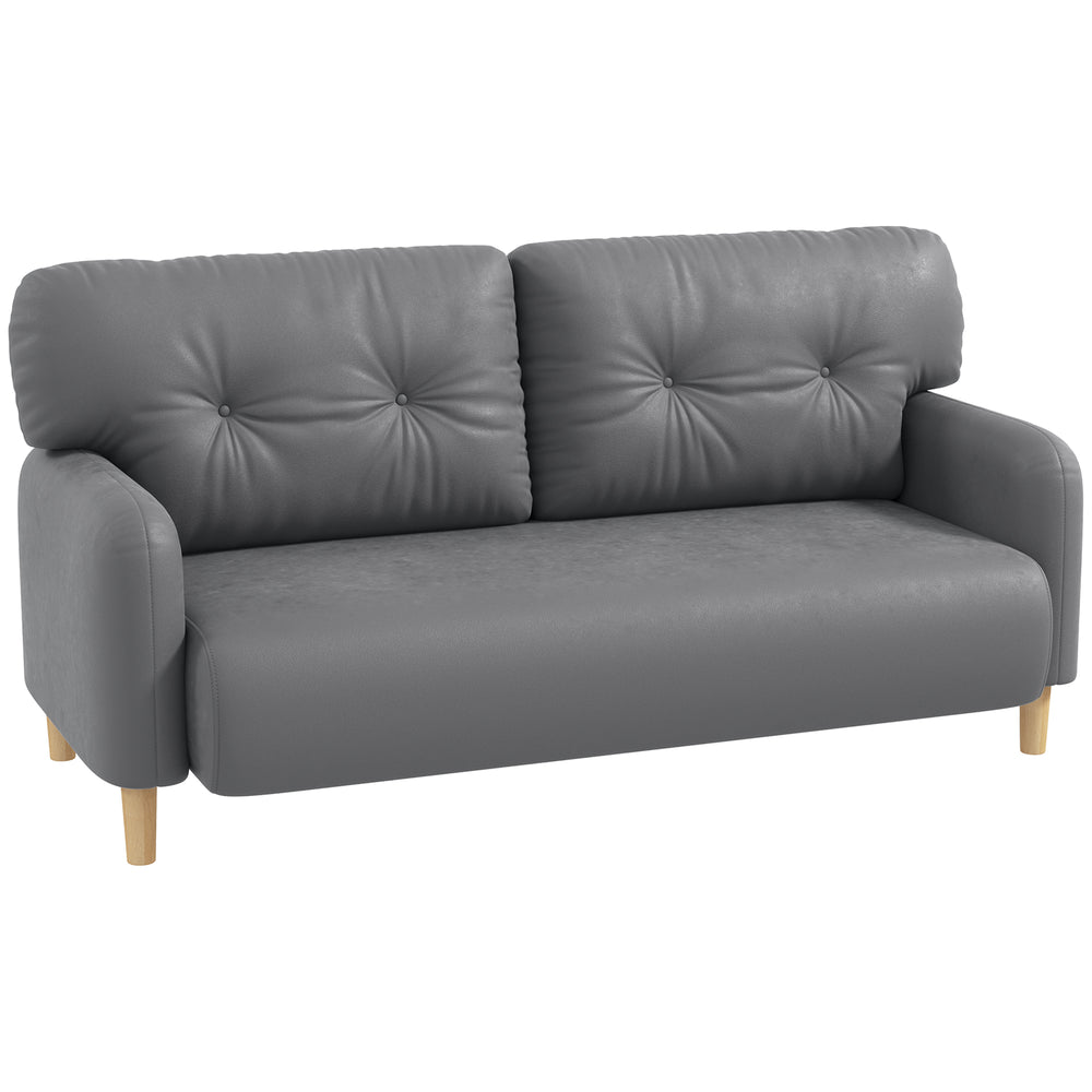 Modern 2 seater upholstered sofa with solid wood frame, grey