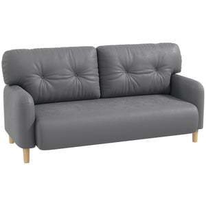Modern 2 seater upholstered sofa with solid wood frame, grey