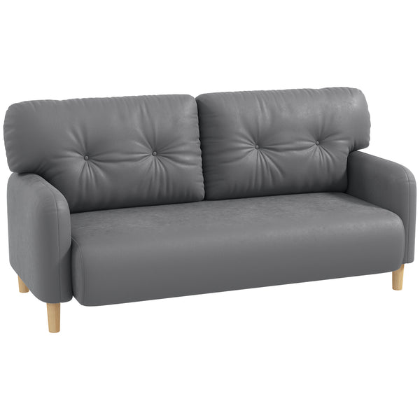 Modern 2 seater upholstered sofa with solid wood frame, grey