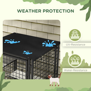 Multi-level steel cat cage with UV and water resistant cover