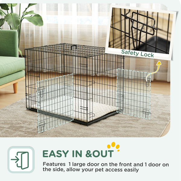30-inch dog crate with 2 doors and soft cushion, black