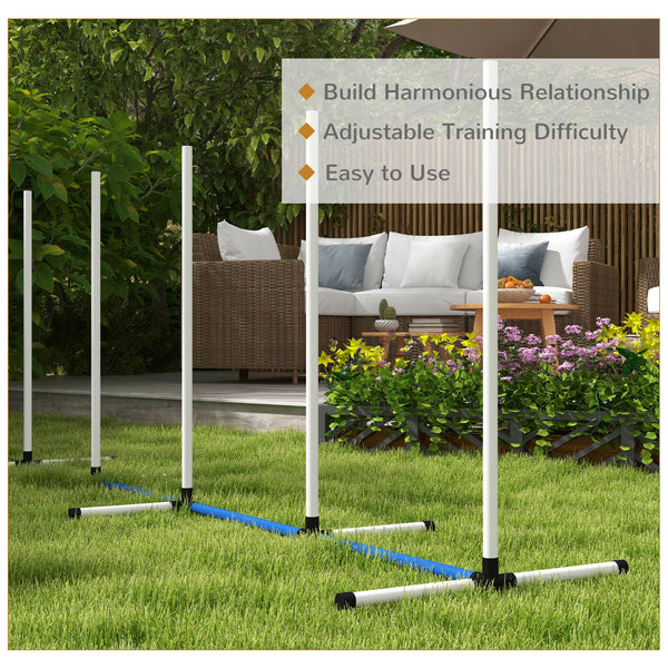 2-Piece Dog Agility Kit with Weave Poles, White