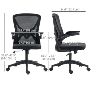 Mesh Office Chair, Swivel with Lumbar Support, Adjustable Height, Flip-up Armrests, Black