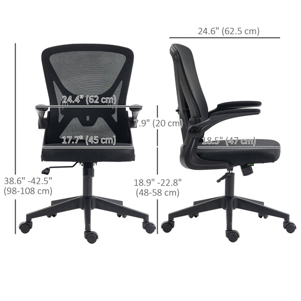 Mesh Office Chair, Swivel with Lumbar Support, Adjustable Height, Flip-up Armrests, Black