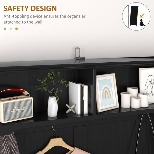 Modern entryway furniture with bench, black