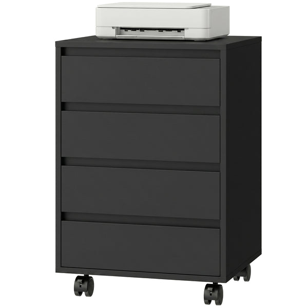 4-drawer mobile filing cabinet, black