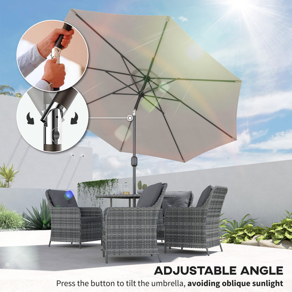 9.7-foot round parasol with crank and tilt, light gray