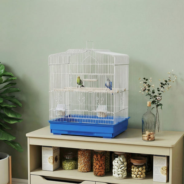 23-in. bird cage with perches, blue